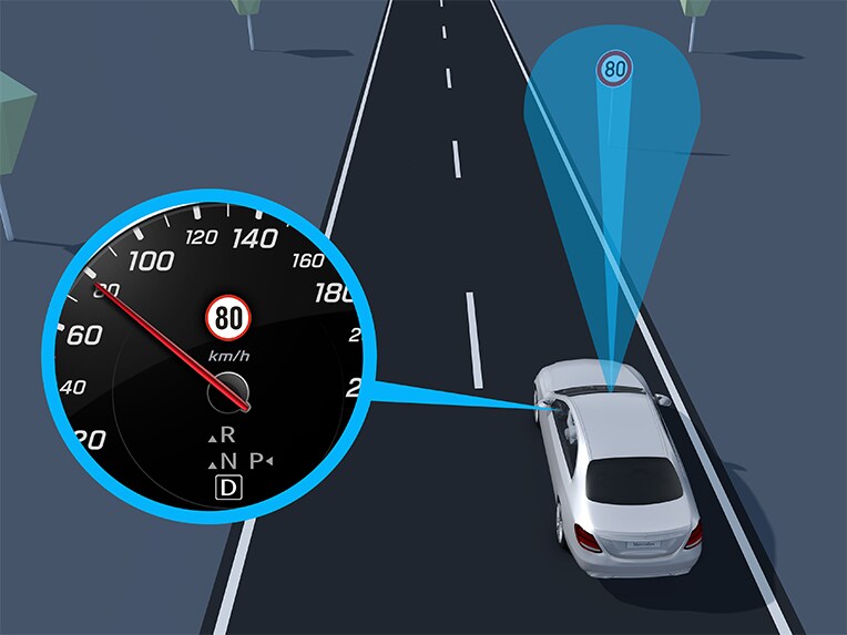 Asystent rozpoznawania znaków drogowych w Twoim Mercedes-Benz.