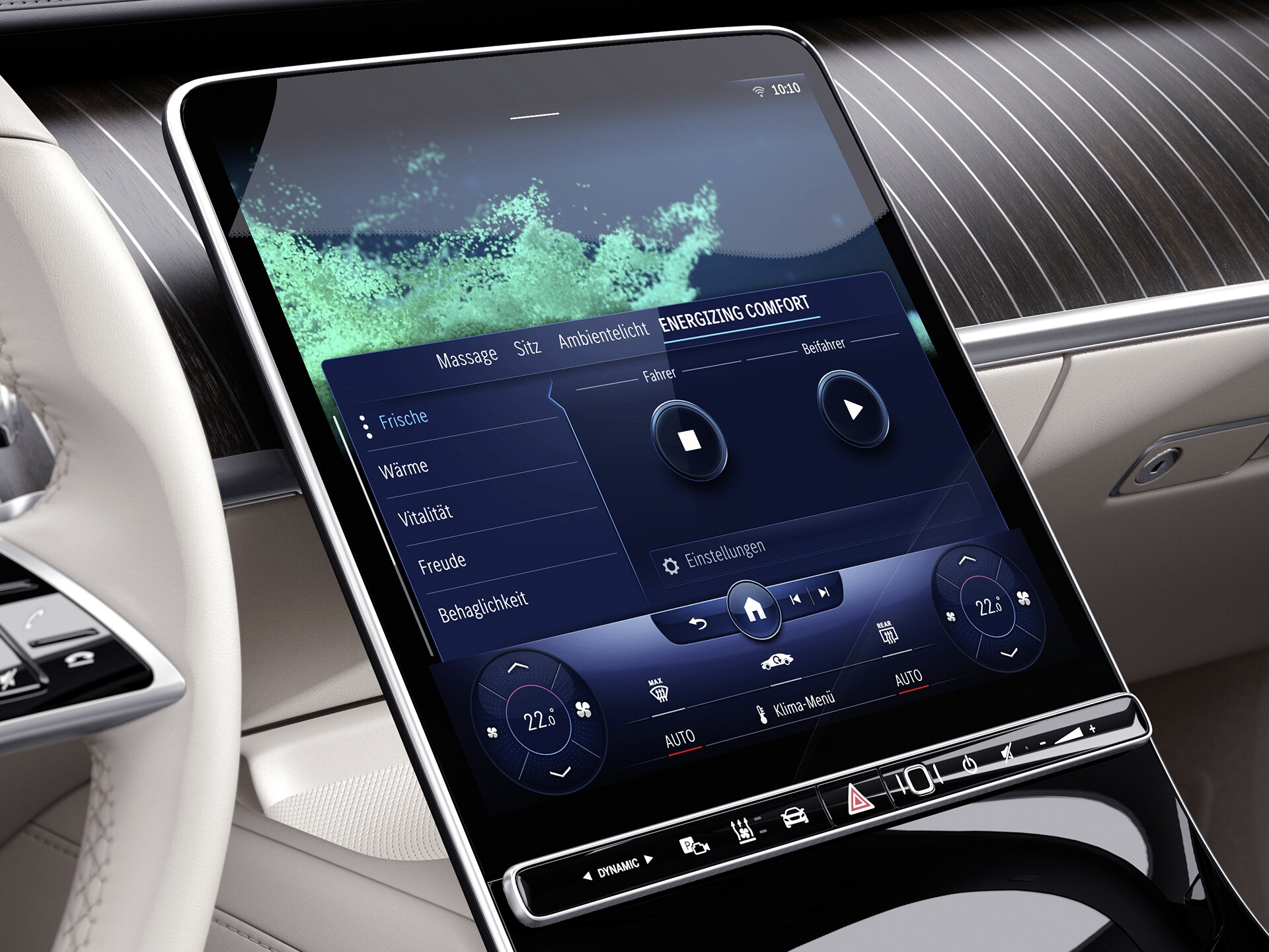 Ekran ENERGIZING COMFORT w samochodzie Mercedes-Benz.