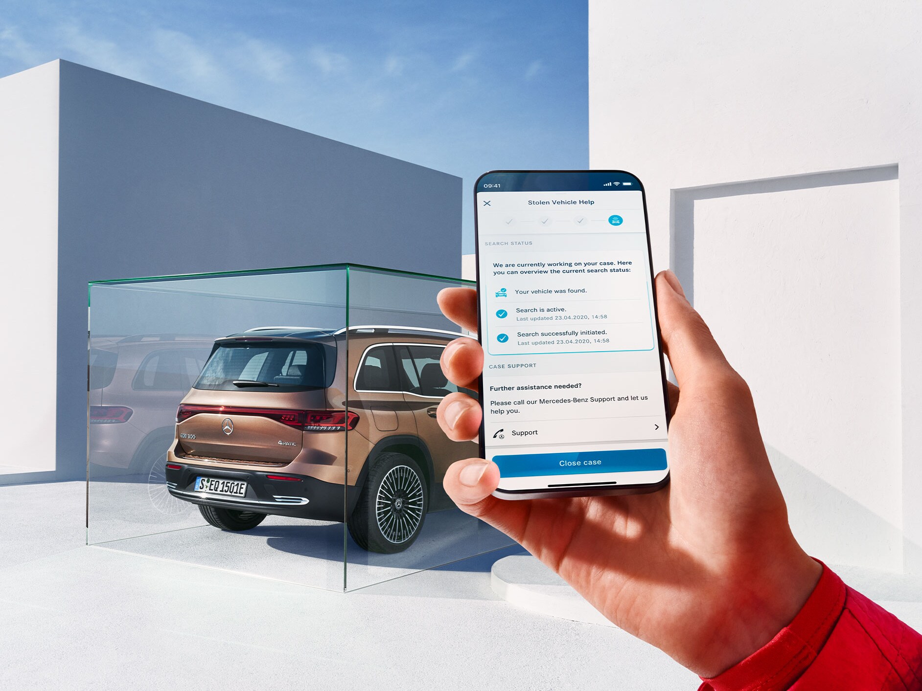 W&nbsp;przypadku kradzieży pojazdu Cyfrowy dodatek „GUARD 360°” oferuje na smartfonie Pomoc w&nbsp;przypadku kradzieży pojazdu.