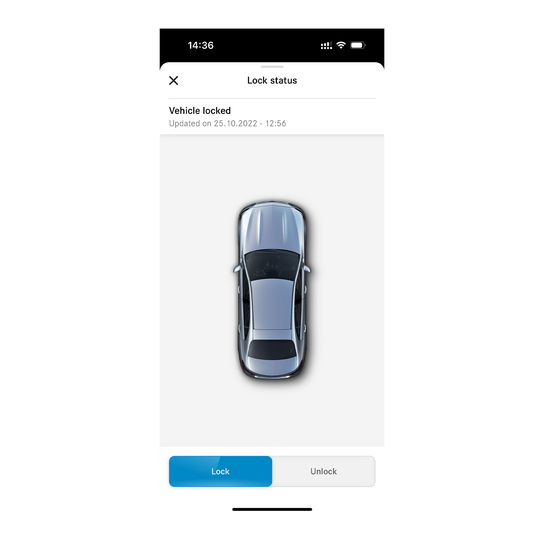 Zdalne sterowanie zamkami | Zdalne sterowanie | Mercedes-Benz Na smartfonie można zobaczyć ekran wyświetlany, gdy Cyfrowy dodatek „Zdalne sterowanie zamkami” wykryje, że wszystkie drzwi są zablokowane.
