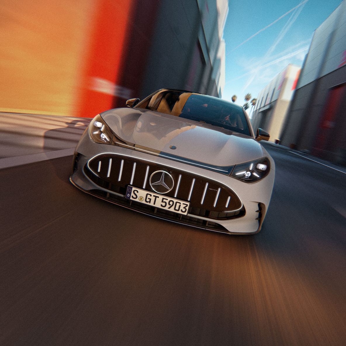 Widok z przodu Mercedes-AMG GT 4-Door Coupé.