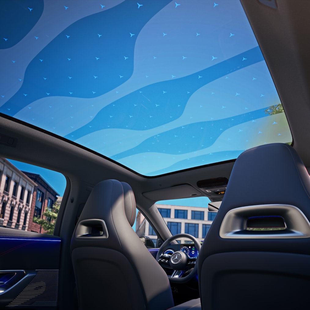 Dach panoramiczny nowej elektrycznej Klasy C Mercedes-Benz.