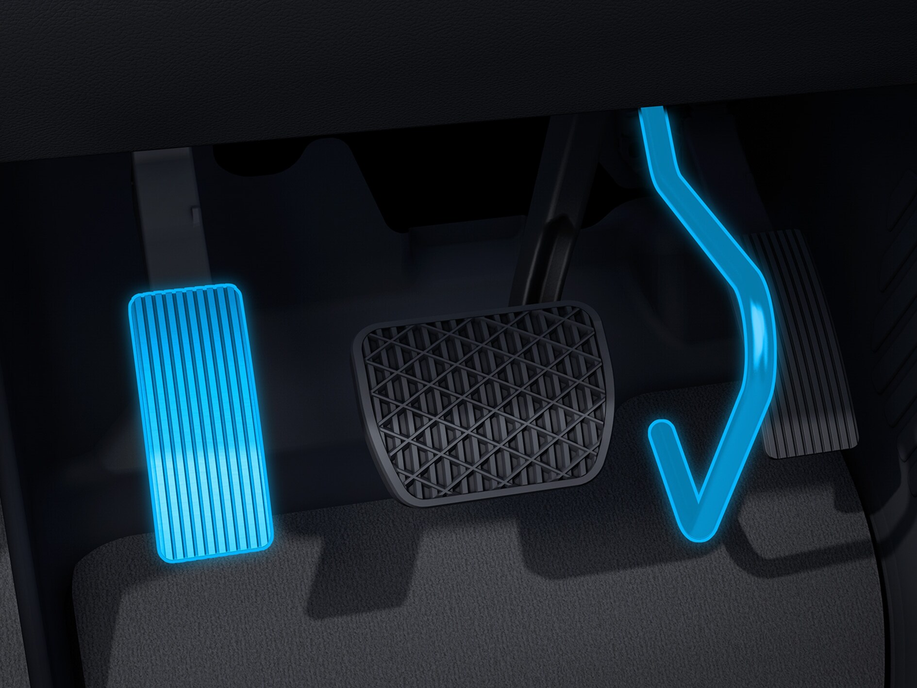 Widok szczegółowy przeniesienia pedału gazu w połączeniu z pojazdem przystosowanym dla osób z niepełnosprawnością.