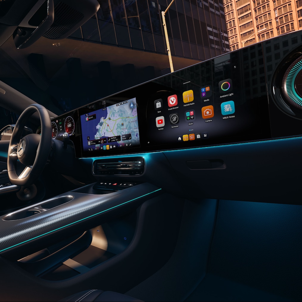 Widok ekranu MBUX Superscreen w modelu Mercedes-Benz CLA C178.