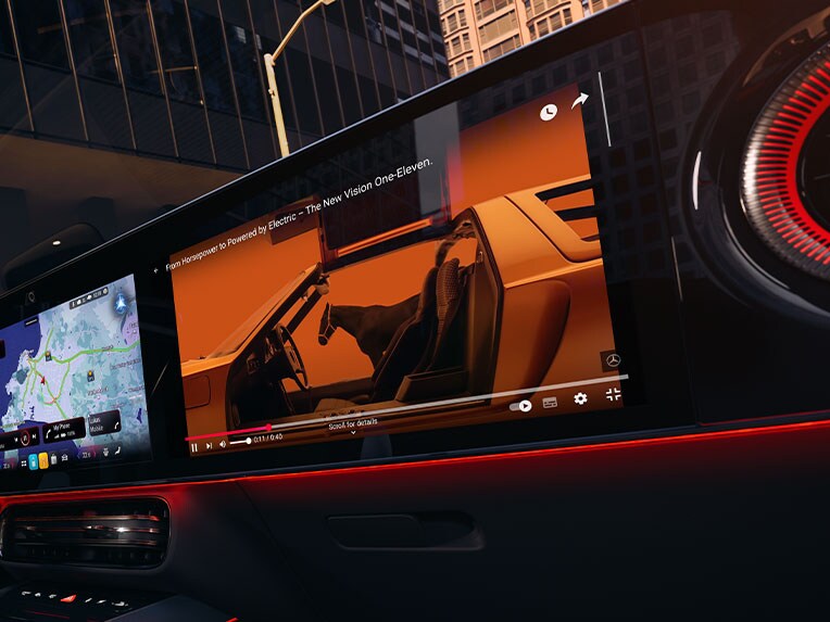 Wnętrze nowego CLA Mercedes-Benz z MBUX Superscreen.