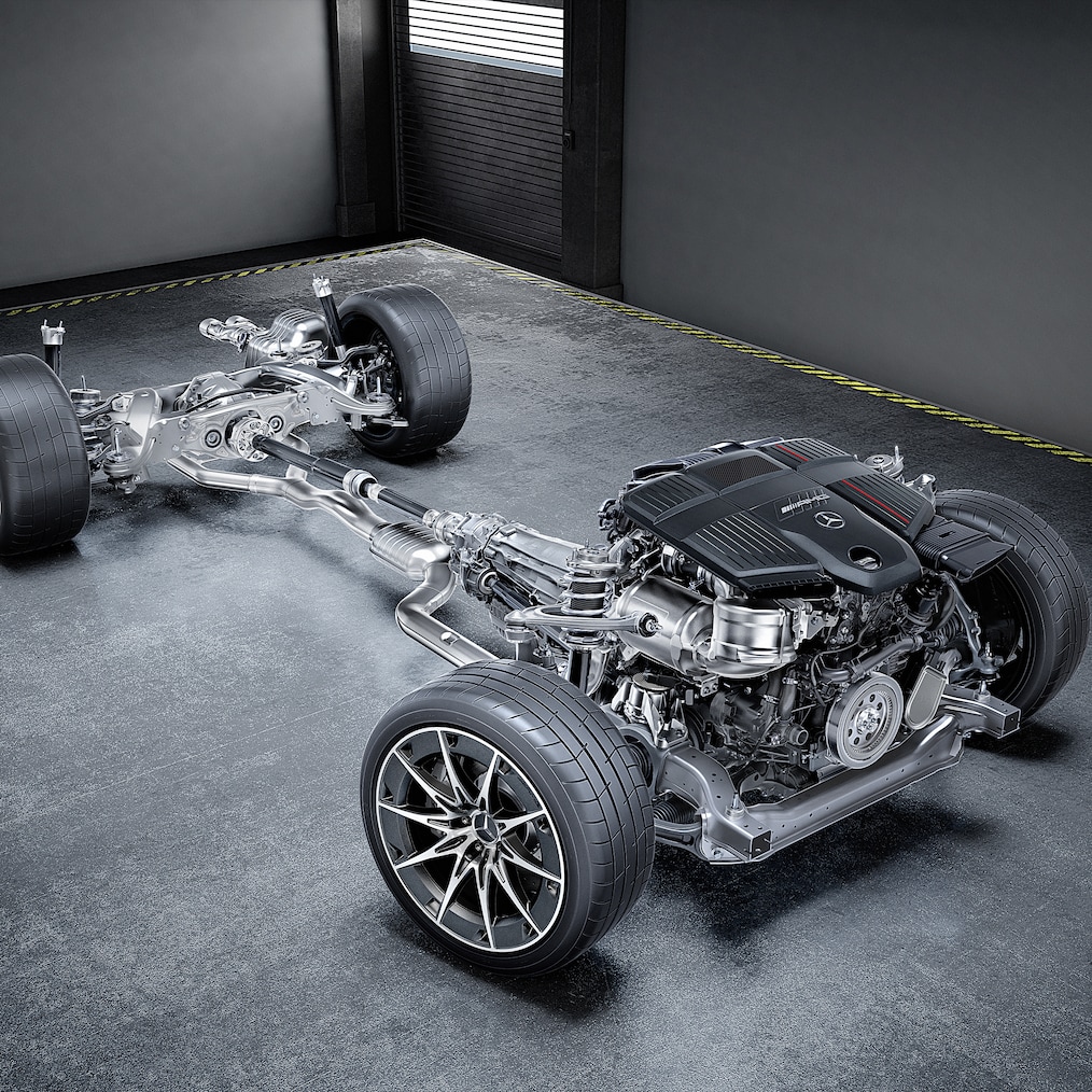 Zespół przeniesienia napędu modelu Mercedes-AMG CLE 53 4MATIC+ Coupé.