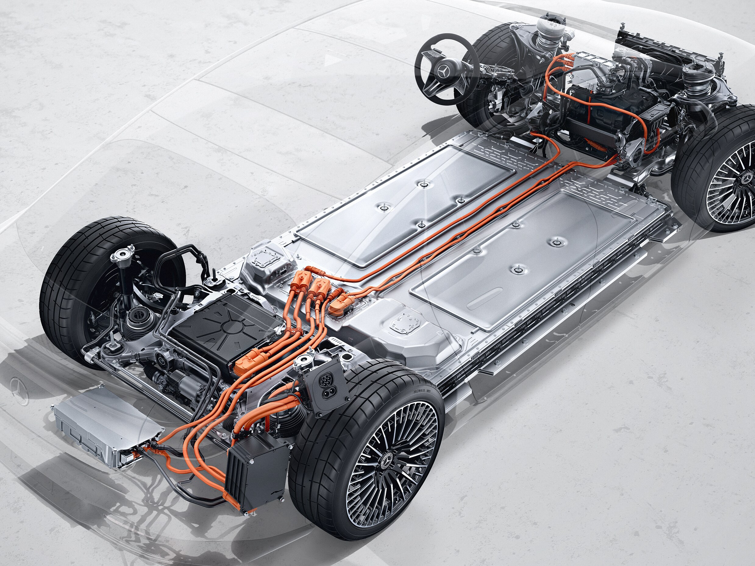 Cały układ napędowy limuzyny EQS.