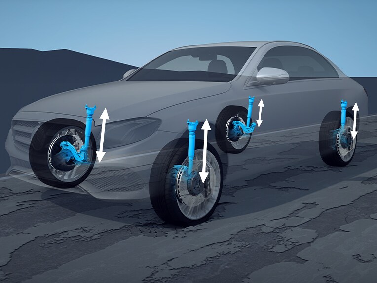 Zawieszenie pneumatyczne AIRMATIC w modelu Mercedes-Benz EQS.