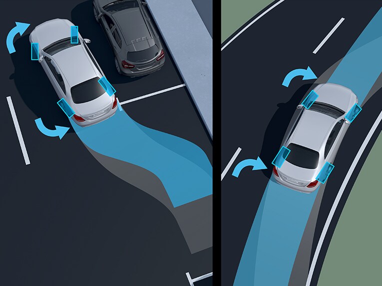 Układ kierowniczy tylnej osi w modelu Mercedes-Benz EQS.