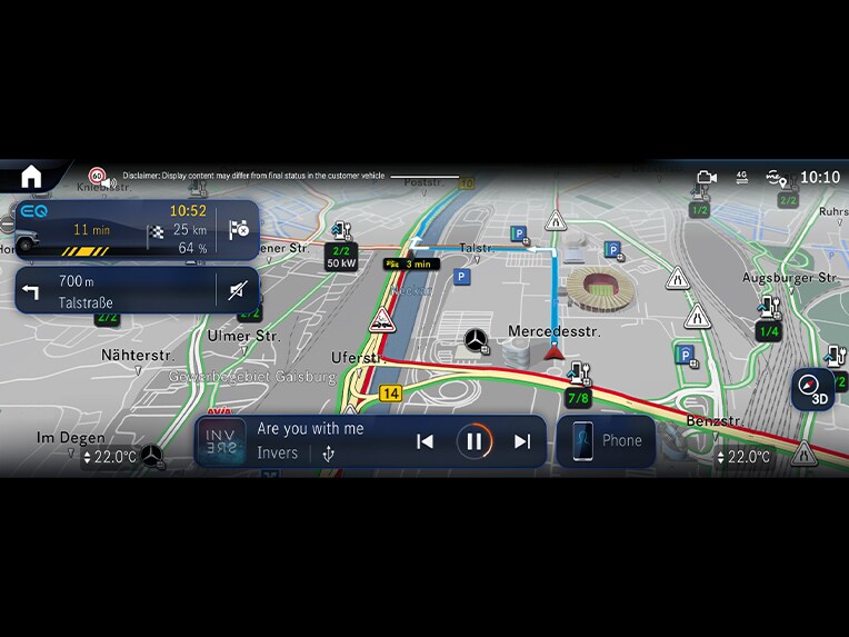 Nawigacja z Electric Intelligence w elektrycznym modelu Mercedes-Benz Klasa G.