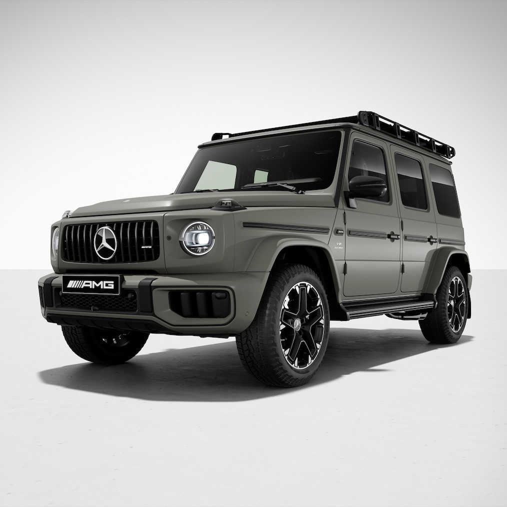 Widok boczny na przód Mercedes-AMG G 63 z pakietem AMG Offroad PRO.