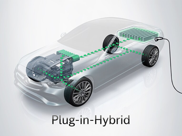 Mercedes-Benz GLA z napędem hybrydowym plug-in Mercedes-Benz w widoku bocznym z przodu.