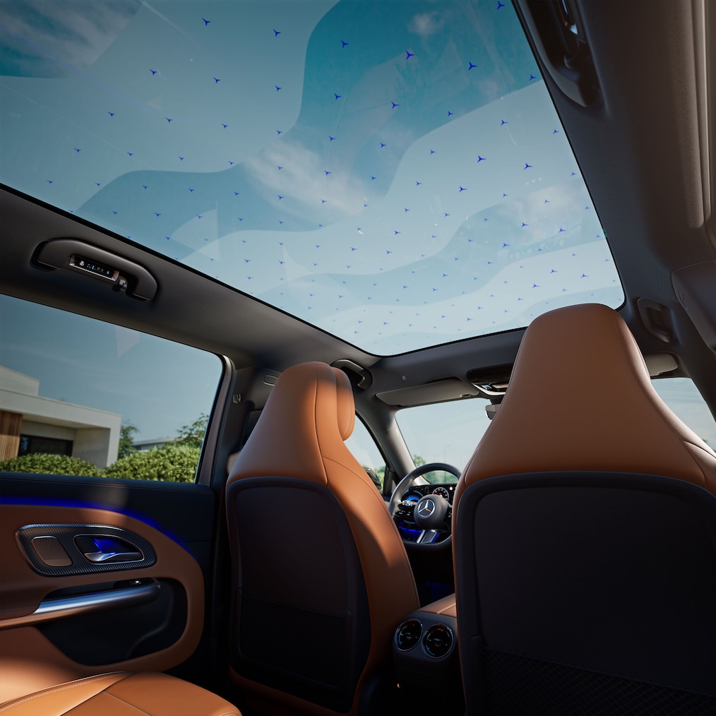 Panoramiczny dach SKY CONTROL nowego, elektrycznego modelu GLB.