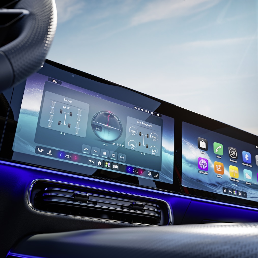 Program napędu w trybie jazdy terenowej w nowym GLB marki Mercedes-Benz.