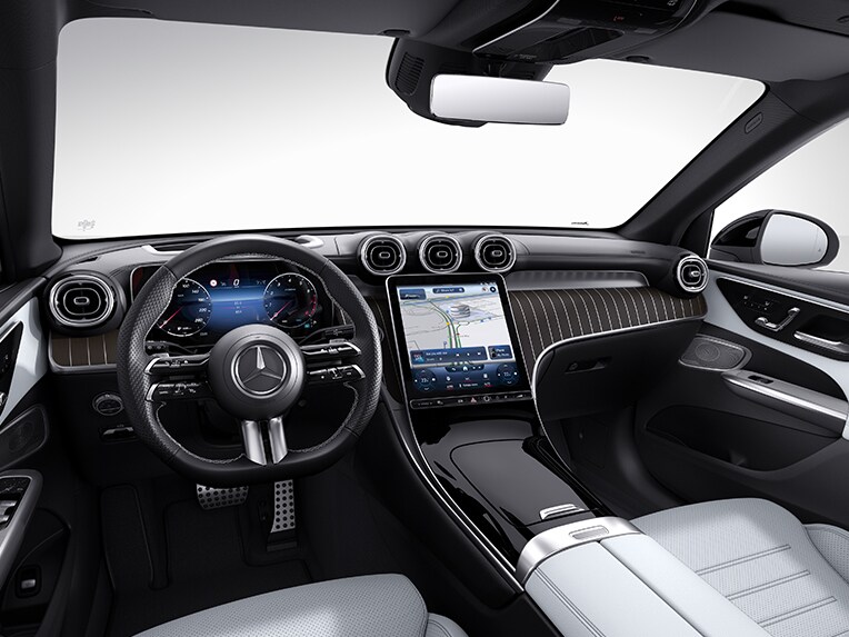 Wnętrze nowego SUV-a GLC od Mercedes-Benz z linią wyposażenia AMG Line.