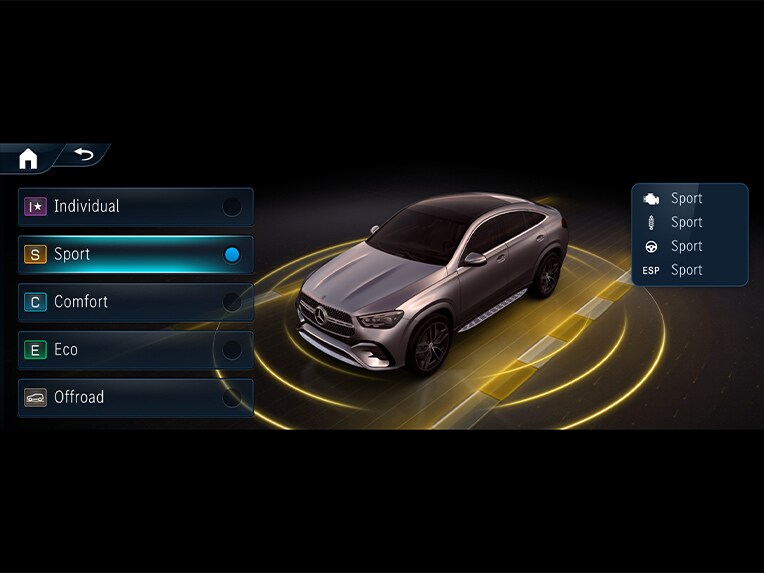 Układ DYNAMIC SELECT nowego Mercedesa-Benz GLE Coupé.