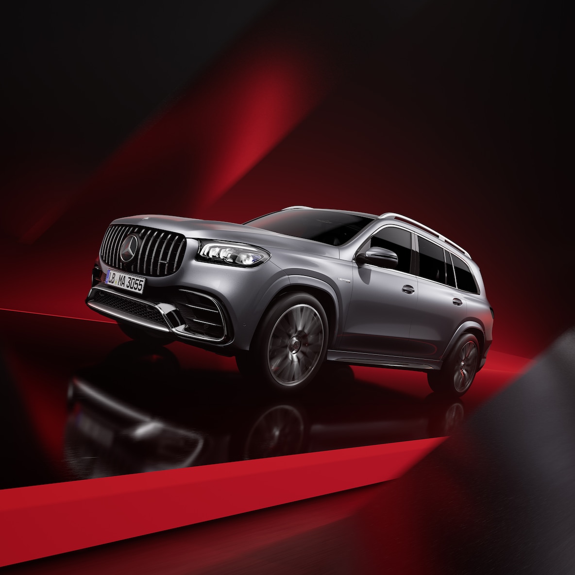 Widok z przodu na samochód Mercedes-AMG GLS 63 4MATIC+, preferowany w lakierze magno