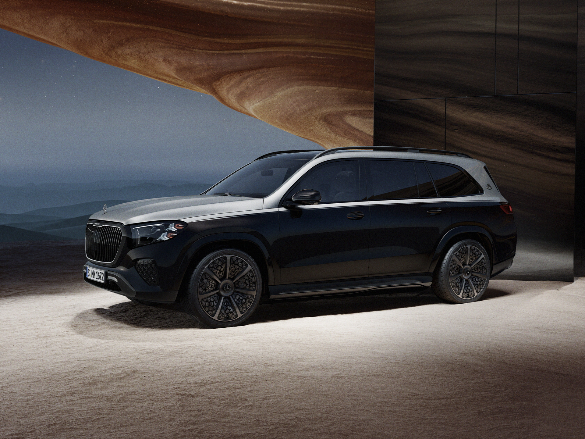 GLS seria Night | Marka | Mercedes-Maybach Mercedes-Maybach GLS seria Night w widoku z przodu.