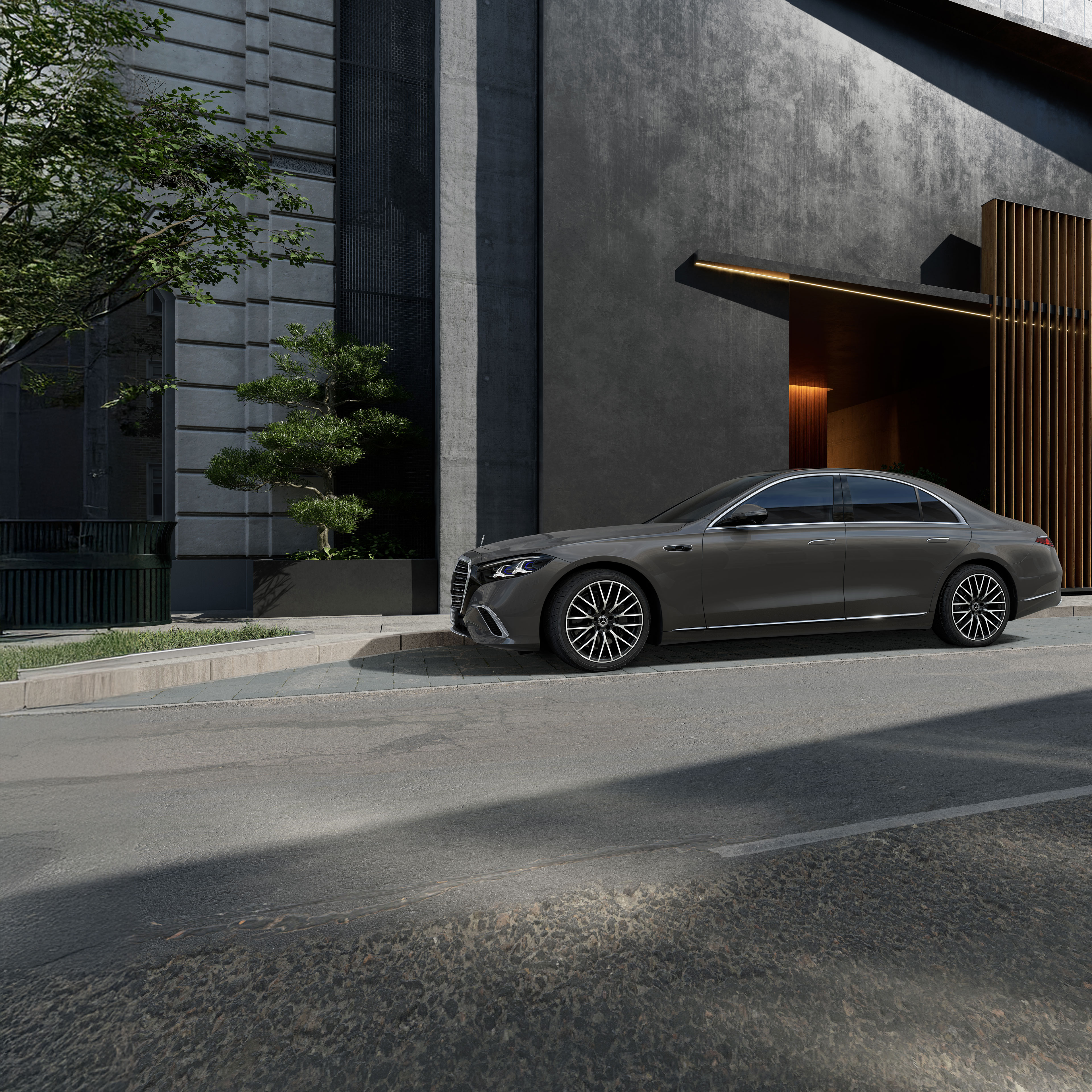 Klasa S Limuzyna | Mercedes-Benz Nowy model Klasy S Limuzyna Mercedes-Benz w zbliżeniu z boku.