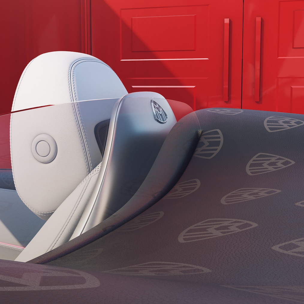 Widok z tyłu zagłówka z ekskluzywnym oparciem i znakiem MAYBACH.