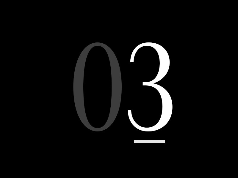 Duża liczba „03”.