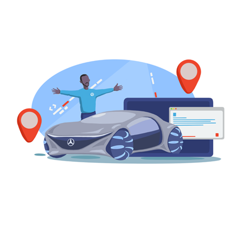 Centrum prywatności Mercedes-Benz Ikona symbolizująca ulepszanie funkcji i usług pojazdu.
