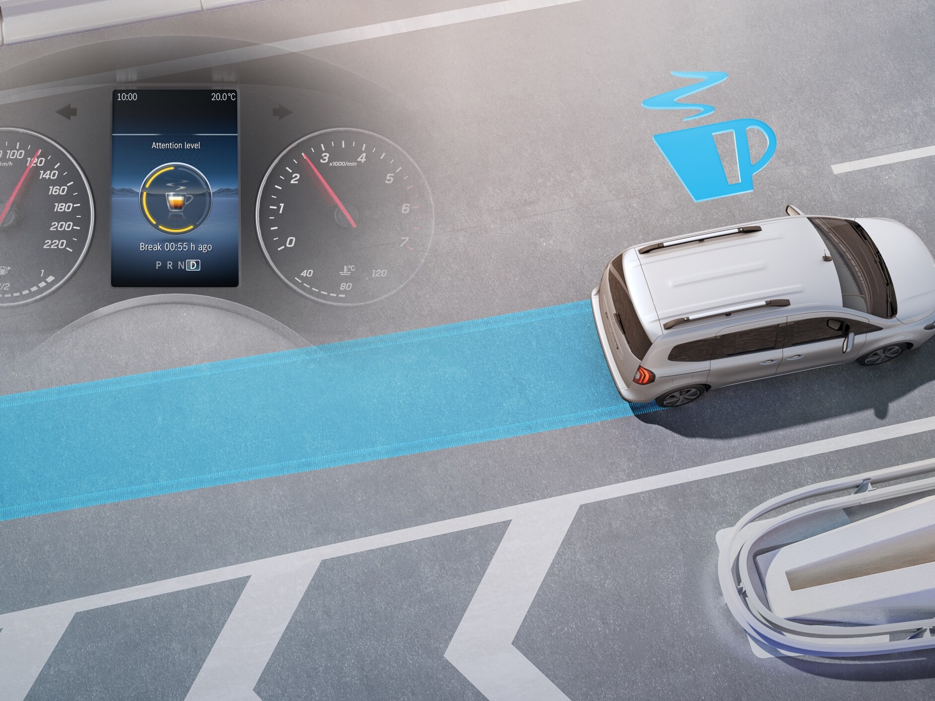 Asystent uwagi ATTENTION ASSIST w modelu Mercedes-Benz Citan Tourer.