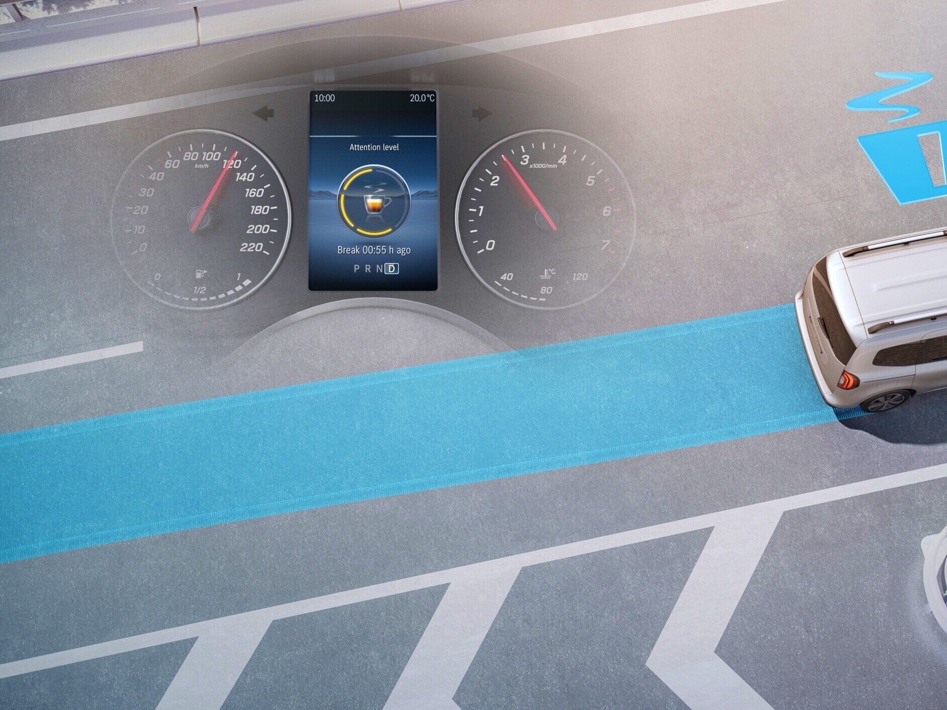 System asystenta uwagi ATTENTION ASSIST w modelu Mercedes-Benz eCitan Furgon.