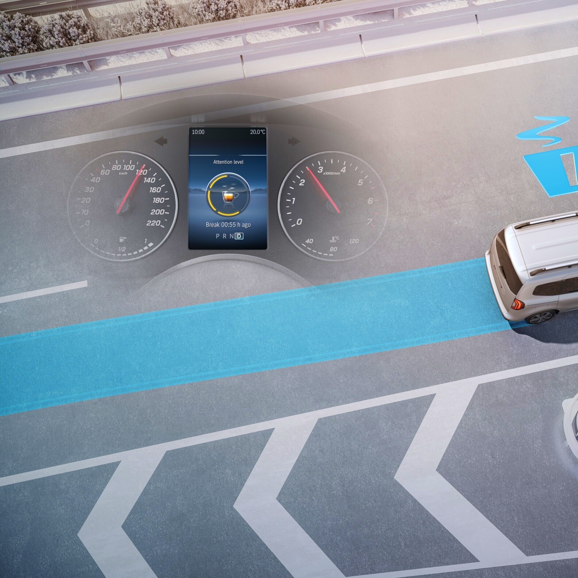 Asystent uwagi ATTENTION ASSIST | eCitan Furgon | Mercedes-Benz System asystenta uwagi ATTENTION ASSIST w modelu Mercedes-Benz eCitan Furgon.