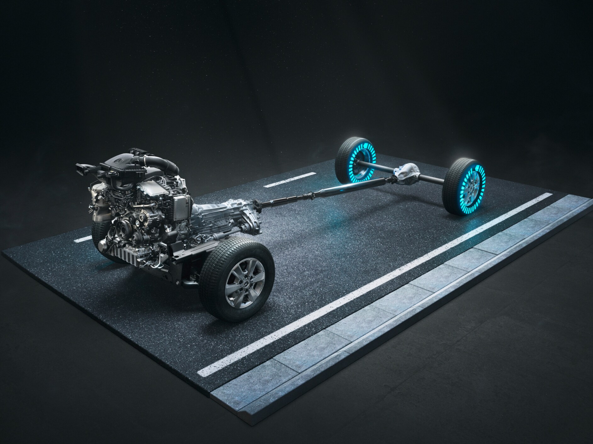 Napęd na wszystkie koła 4x4 z systemem torque on demand w Sprinter z podwoziem do zabudowy.