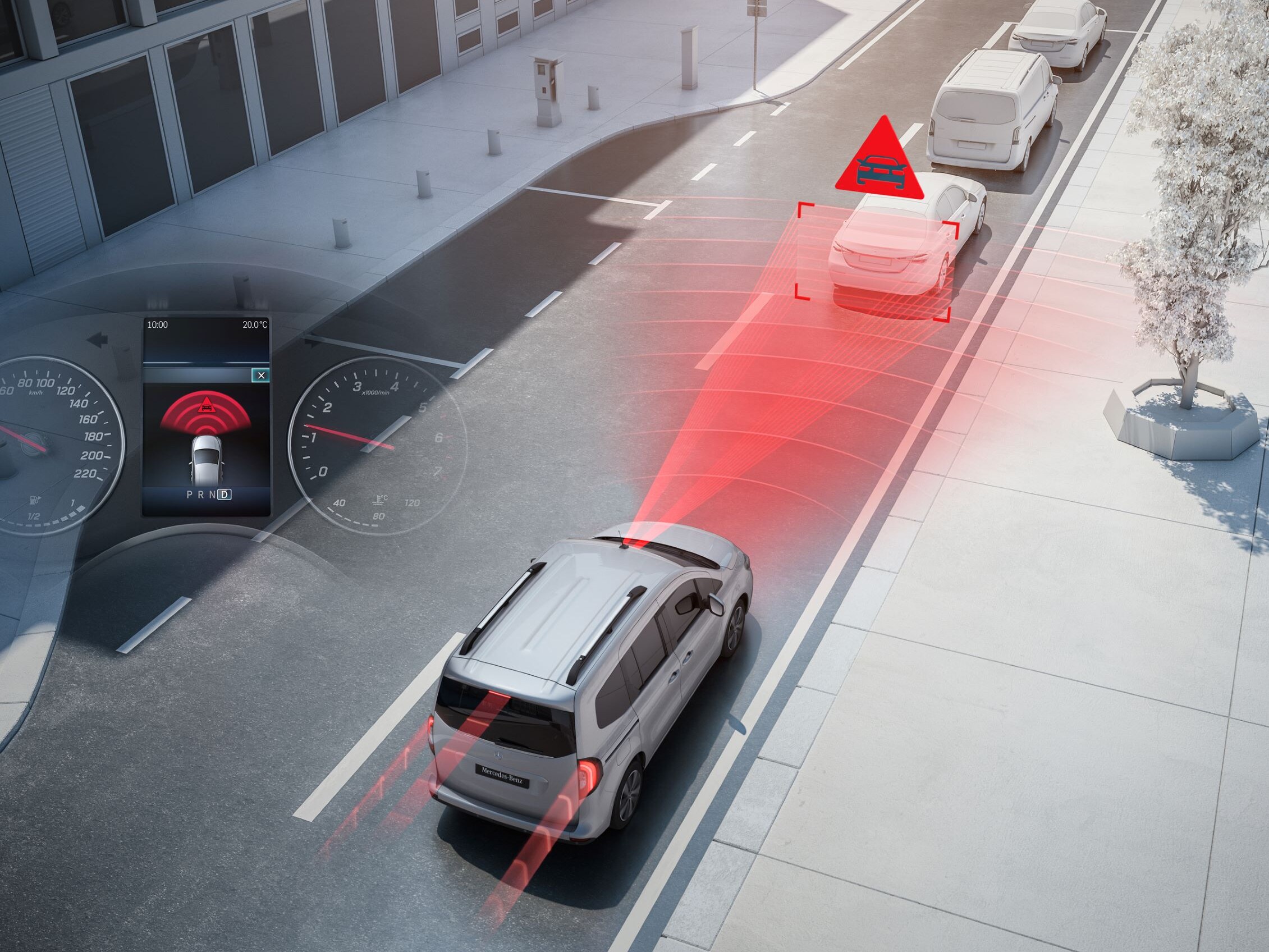 Model Mercedes-Benz Citan z systemami wspomagania jazdy.