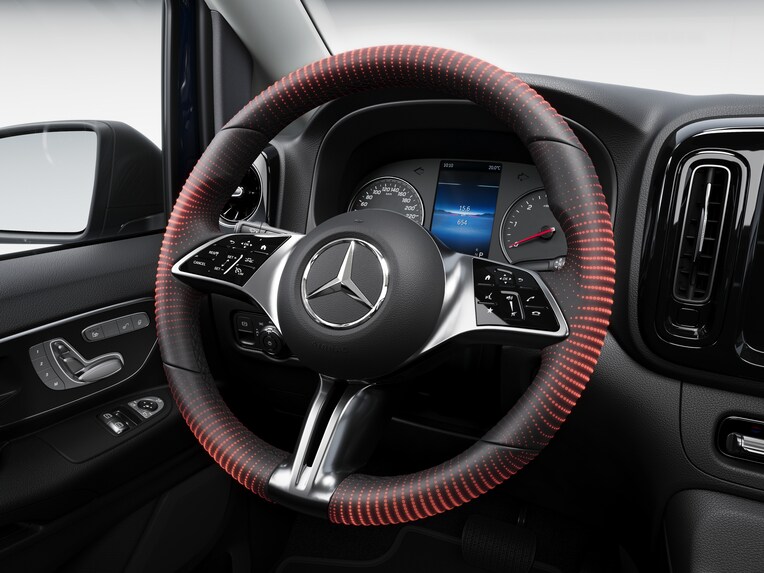 Ilustracja podgrzewanej kierownicy w modelu Mercedes-Benz Vito.