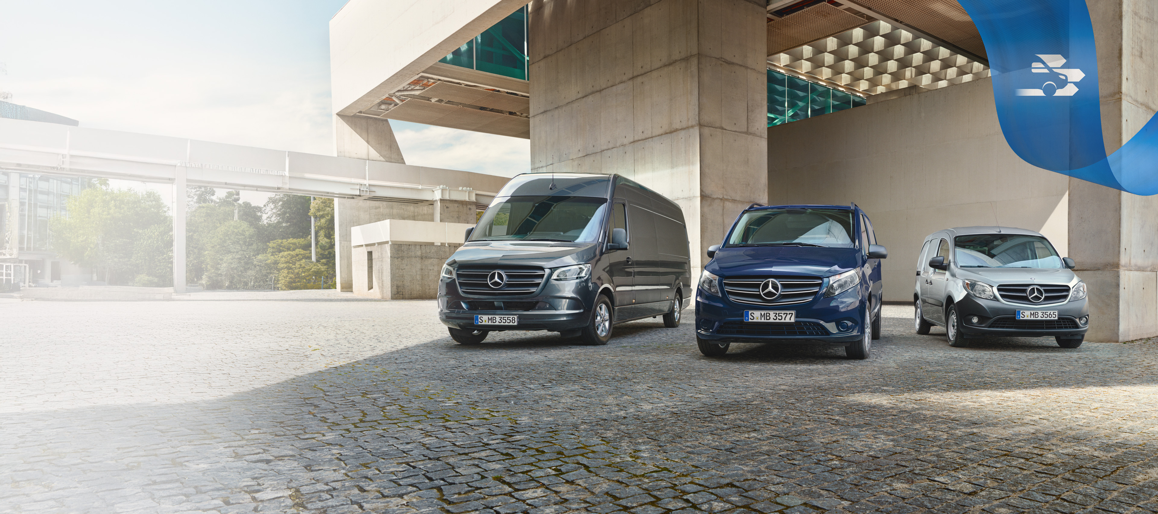 Gwarancja Mercedes-Benz | Samochody dostawcze Mercedes-Benz Trzy samochody dostawcze Mercedes-Benz.