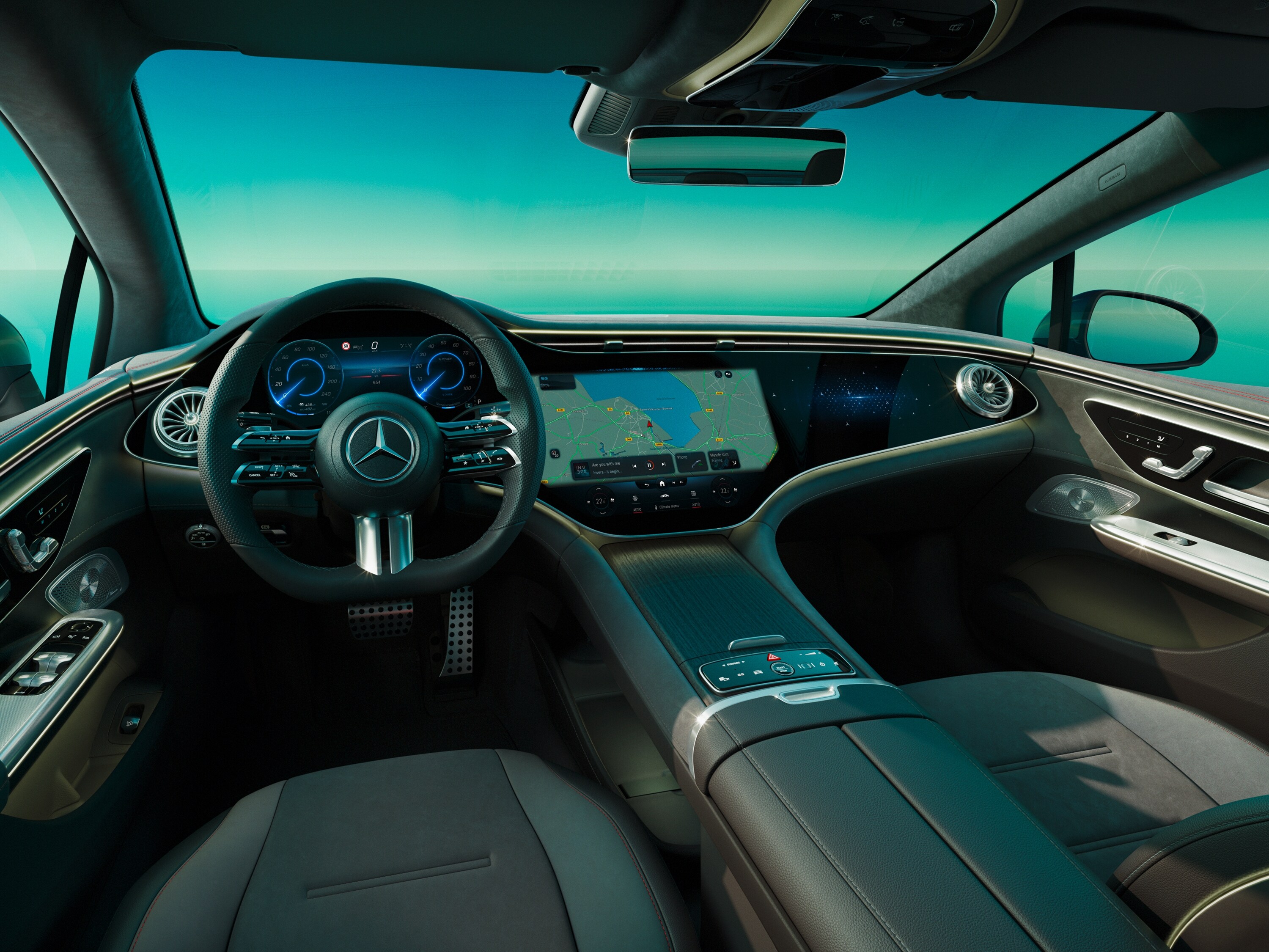 Wnętrze elektrycznego modelu Mercedes-Benz.