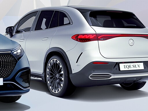 Mercedes-Benz EQE SUV na jasnoszarym tle.