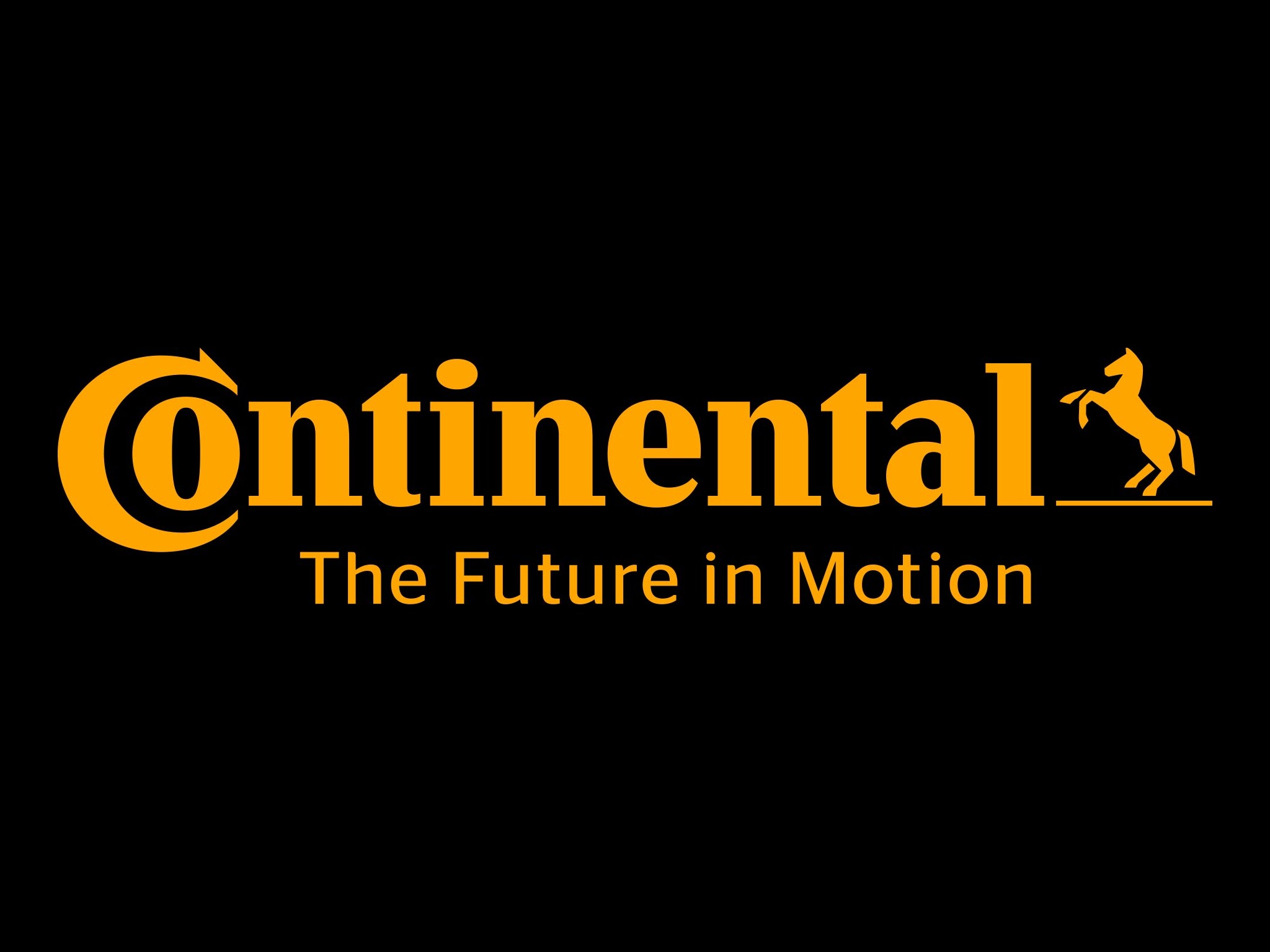 Pomarańczowy logotyp firmy Continental na czarnym tle.